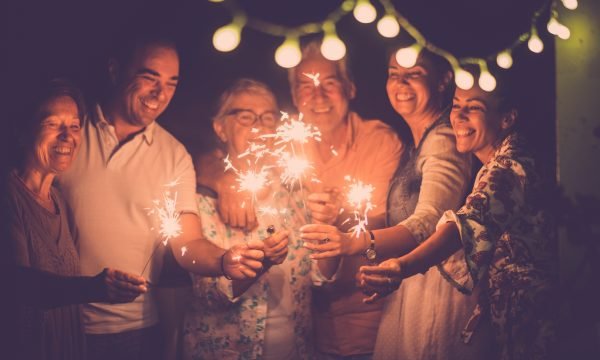 Group,Of,Caucasian,People,Friends,With,Different,Ages,Celebrate,Together